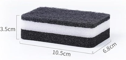 5 Pcs Heavy Duty Scrub Sponges,Dual-Sided Dishwashing Sponge for Kitchen,Multi-Use Deep Cleaning Scrub Sponge (Black White)