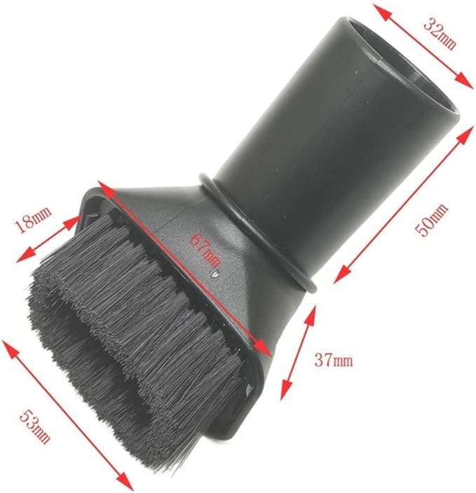 Round Vacuum Brush Set,Vacuum Dust Brush for Karcher WD2 WD3 WD4 WD5 Models, Dual Bristle Suction Brushes for Upholstery Carpet Dashboard Interior Cleaning with 32-35mm Adapter