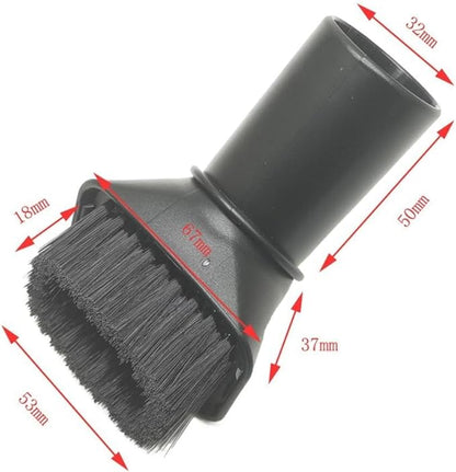 Round Vacuum Brush Set,Vacuum Dust Brush for Karcher WD2 WD3 WD4 WD5 Models, Dual Bristle Suction Brushes for Upholstery Carpet Dashboard Interior Cleaning with 32-35mm Adapter