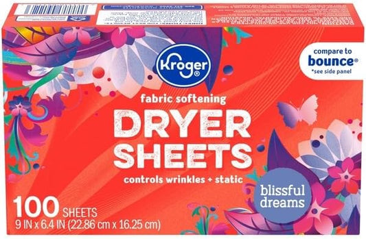 Blissful Dreams Dryer Sheets for Laundry, Fabric Softener with Long Lasting Fresh Scent, Anti Static and Wrinkle Control, Softens Fabrics, 100 Count