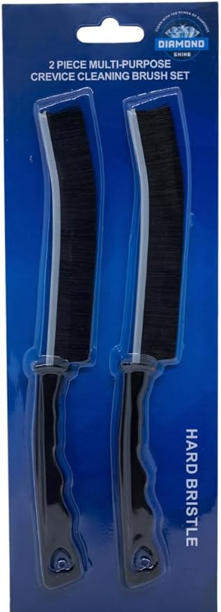 Diamond Shine 2-Pack Hard Bristle Crevice Cleaning Brush - Scrub Grout, Gaps, Edges, Corners, Baseboards - Kitchen & Bathroom Scrubber