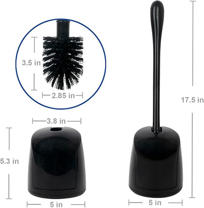 CELOX Toilet Bowl Brush and Holder, Compact Toilet Brush with Breathable Ventilation Stand Base, Bathroom Cleaning Kit, Black, 2 Set