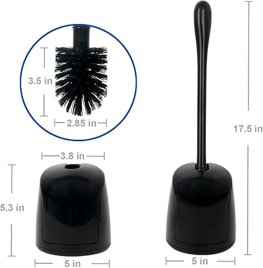 CELOX Toilet Bowl Brush and Holder, Compact Toilet Brush with Breathable Ventilation Stand Base, Bathroom Cleaning Kit, Black, 2 Set