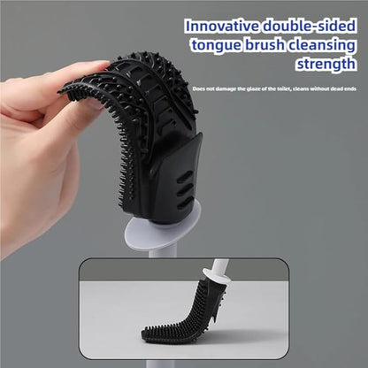 Wall Mounted Toilet Brush and Brush Holder, Curved Design Modern Toilet Cleaning Brush with Durable Bristles for Bathroom Cleaning, White