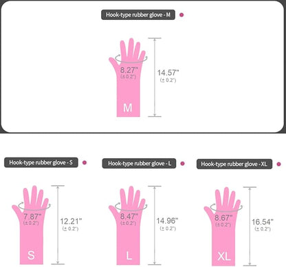 Myungjin 2 Pairs Reusable Waterproof Non-Slip Honeycomb Grip Latex Rubber Gloves with Hang-Dry Hooks/Hanging Loops for Dishwashing Household Cleaning Cooking (Medium)