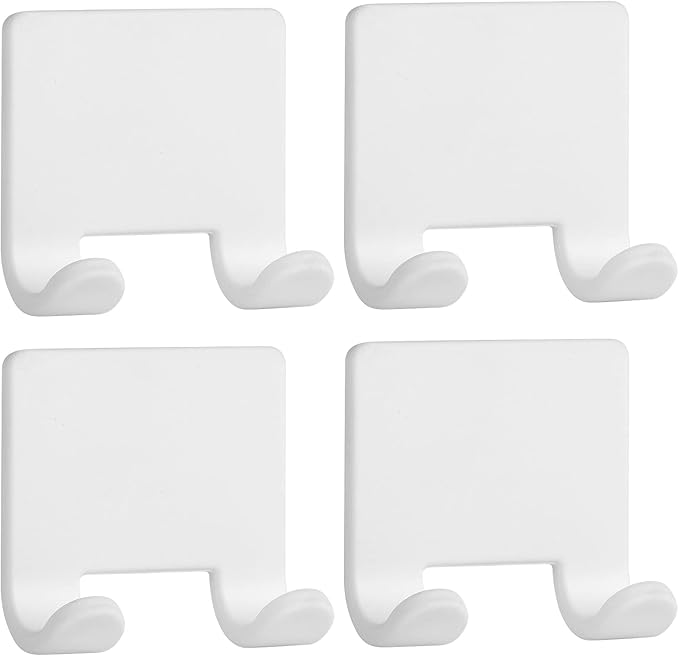 VANZAVANZU Razor Shaver Holder for Shower Wall Adhesive Hooks for Hanging, Bathroom Silicone Waterproof Shower Hooks Hair Brush Holder for Towel (4 Pack-White)