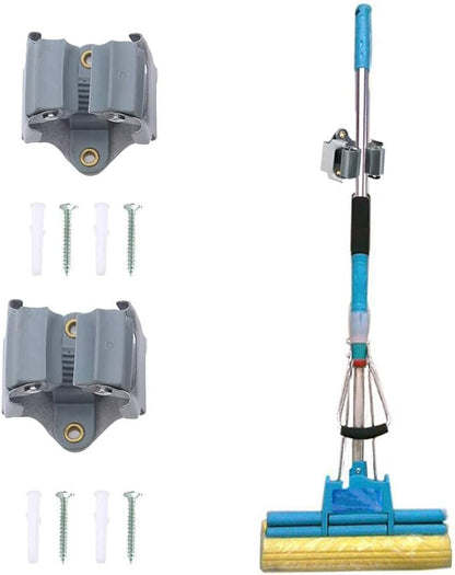 10Pcs Broom Mop Wall Mount Holder Gray Wall Rack Organizer Bathroom Storage Hanger with Screws for Home, Kitchen, Garden