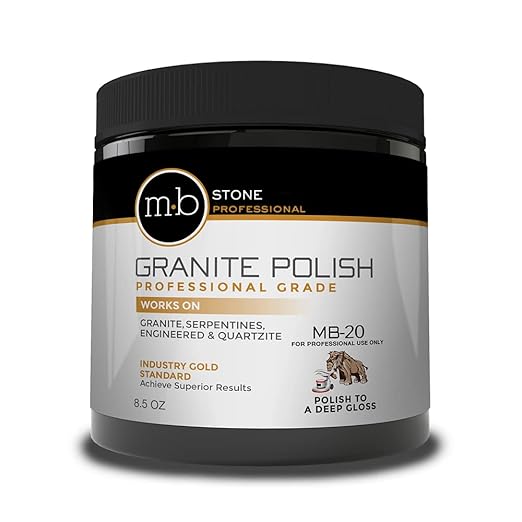MB Stone MB-20 Granite, Serpentine and Quartzite Polishing Kit Bundle with Hogs Hair Pads & Pad Driver- for Professional use only 8.5oz jar