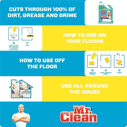 Mr. Clean Multipurpose Cleaning Solution with Febreze, 128 oz. Capacity Bottle, Meadows and Rain Scent Green 3.78 Liter