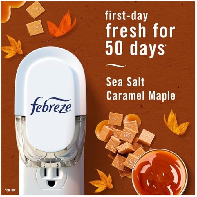 Feb-reze Plug Refill Odor-Fighting Air Freshener Sea Salt Caramel & Maple Scent, 3 Ct 0.87 fl oz Each