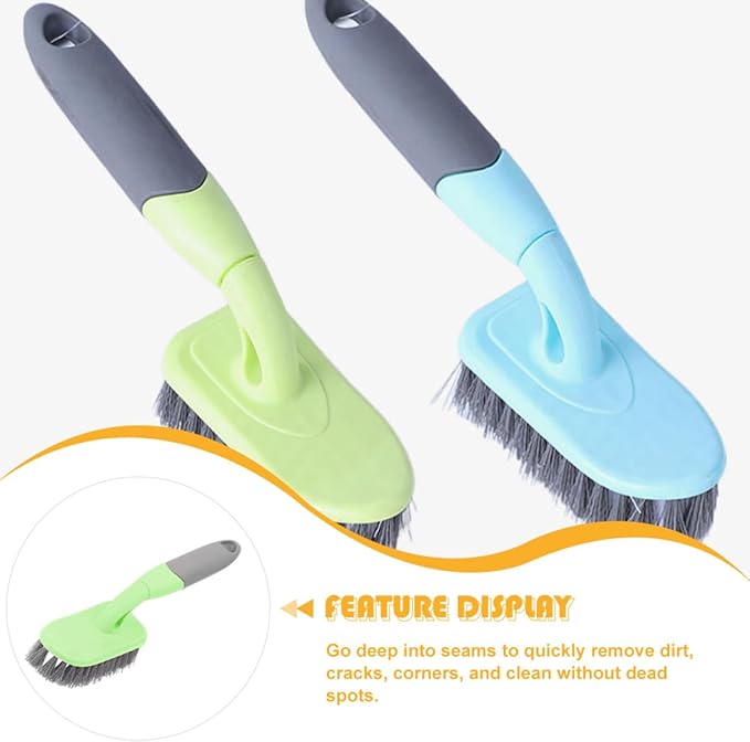 Cabilock Floor Scrub Brush with Long Handle, Hard Bristle Tile and Bathtub Cleaner for Deep Bathroom, Kitchen, and Carpet Cleaning, Yellow Plastic Shower and Toilet Scrubber