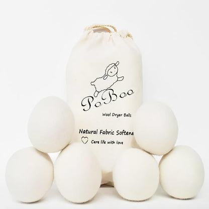 Wool Dryer Balls - Laundry Balls - Natural Fabric Softener, Alternative to Dryer Sheets, Liquid Softeners and Plastic Balls, 6-Pack, Plus Free 10g Lamb Wool for Stuffing