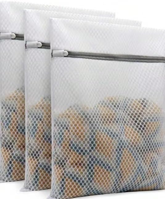 3 Pack Honeycomb Mesh Laundry Bags for Delicates,12 x 16 Inch Medium Wash Bags with Zipper for Lingerie, Socks, and Clothing Care