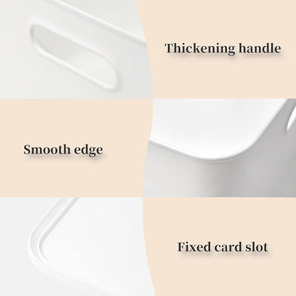 Plastic Storage Baskets Bins Boxes With Lids,Organizing Container White Storage Organizer Bins For Shelves Drawers Desktop Playroom Classroom Office,6-Pack(4XL+2L)