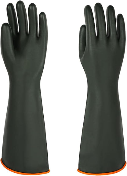 North Tower Heavy-Duty Latex Chemical Resistant Gloves - Reusable Long Rubber Dishwashing Gloves with Forearm Protection for Men - Waterproof, Industrial Safety Gear,18“，1 Pair