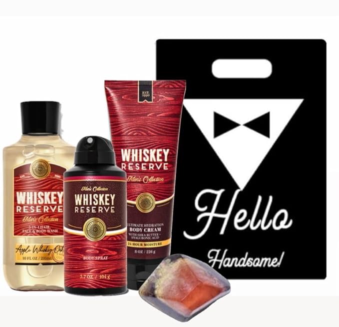 Bath & Body Works - Men's Collection - 3 Piece Bundle - Spray - Body Cream - Shower Gel and Diamond Soap (Whiskey Reserve)