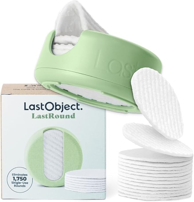 LastRound Reusable Makeup Remover Pads - 7 Washable Eco-Friendly Reusable Cotton Rounds for Face - Sustainable & Soft Cotton Face Pads for Facial Cleansing & Eye Makeup Removal - Travel Storage Case