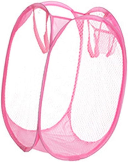 Luxshiny Collapsible Fine Mesh Laundry Hamper Nylon Dirty Clothes Basket with Handles for Bathroom Bedroom Dorm Storage Organizer Safe Design Random Color Random Color