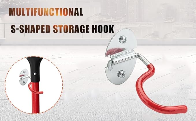 Tripar International S-Type Hook, Wall Mounted, Space Saver Organizer Tool Holder (4 Holders)