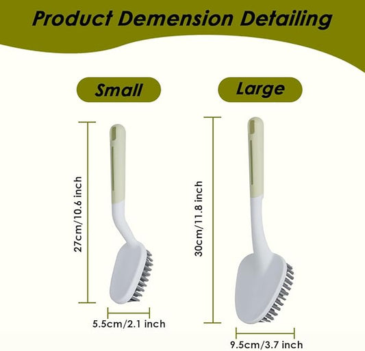 3 Pack Scrub Brush with Long Handle, Stiff Bristles Grout Cleaner Brush, Shower Brushes for Cleaning Bathtub, Bathroom, Shower, Tile, Carpet, Kitchen, Sink (Green)