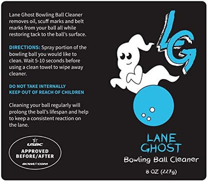 Lane Ghost Bowling Ball Cleaner Spray - USBC Approved - Oil, Scuff, and Belt Mark Cleaner - Restores Tack and Prolongs Lifespan of Ball