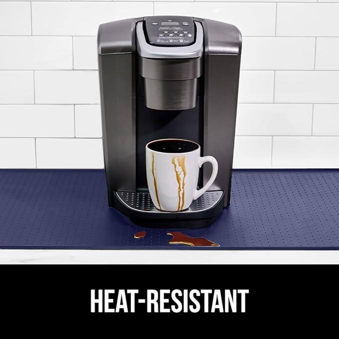 GORILLA GRIP Silicone Coffee Mat, 15x23, Espresso Machine Bar Accessories, Keep Kitchen Counters Clean, Stays in Place, Waterproof and Heat Resistant Dish Drying Mats, Home Decor Essentials, Navy