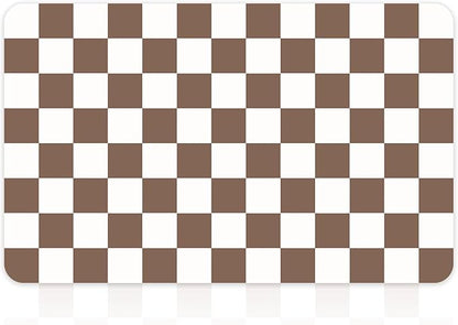 12" x 20" Checkered Dish Drying Mat for Kitchen Counter, Absorbent Coffee Bar Mat for Espresso Machine Coffee Countertops Accessories (Coffee Brown)