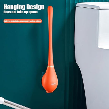 Modern Flexible Silicone Toilet Caspa for Home, Modern Home Flexible Silicone Toilet Brush, Wall Mounted Silicone Toilet Brush and Holder Set with Dispenser, Automatic Opening & Closing (1-E)