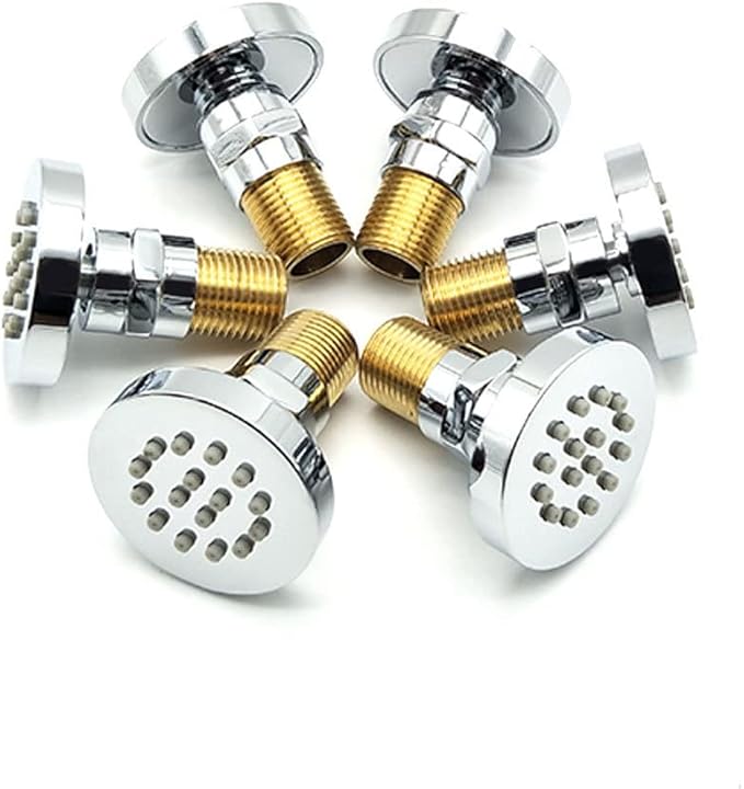 HOMEDEC 2inch Brass Shower Body Sprayer Jets Shower Head, Valve Needed (6pcs, Round-Chrome)