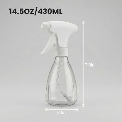 Veco 12 oz Continuous Spray Bottle, 2 Pack – PET Plastic Refillable Spray Bottles with Fine Mist Trigger, Built-in Filter Straw for Cleaning, Plants & Hair