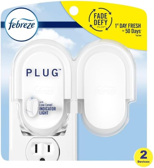 F'ebreze Plug In Air Freshener Fade Defy Plugs, Scented Oil Warmer Device ~ 8 Fl Oz ~ 2 Count.