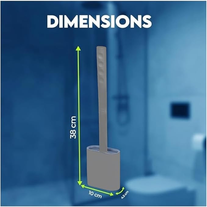 Modern Minimalist Silicone Toilet Brush with Holder - Pack of 2 Gray Toilet Bowl Brush Set - Self-Cleaning & Splash-Free, Easy-Rinse Design with Wall Mounted Holder Bathroom Accessory.
