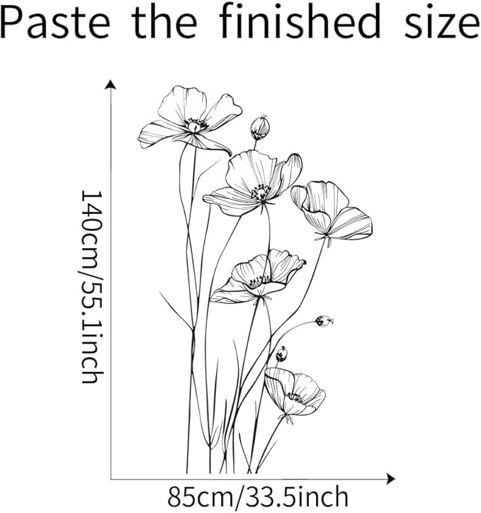 Black White Flower Wall Stickers Art Decal Decor for Bedroom Living Room Offices Home Decoration