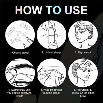 Eyebrow Stamp Stencil Kit - Eye Brow Stencil Kit for Beginners, Brow Stencil and Stamp Kit Long-lasting, Smudge-Proof & Waterproof, 24 Reusable Eyebrow Shapes Stencils for Perfect Brow (Dark Brown)