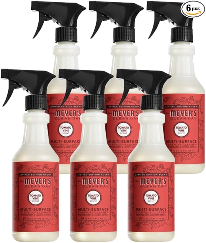 Mrs. MEYER'S CLEAN DAY Multi-Surface Everyday Cleaner, Tomato Vine Scent, 16 Fl Oz (Pack of 6)