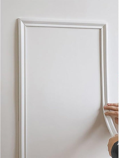 Peel and Stick Flexible Wall Molding Trim Self Adhesive Decorative Strips, DIY 3D Ceiling Trim for Home Décor on Cabinet Door Mirror Frame, 1.3in(W) ×16ft(L), White