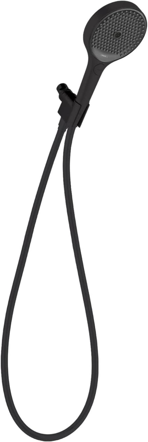 hansgrohe Rainfinity 5-inch Handheld Shower Head Set Modern 3-Spray PowderRain, Intense PowderRain, MonoRain with QuickClean with Hose in Matte Black, 1.75 GPM, 26914671