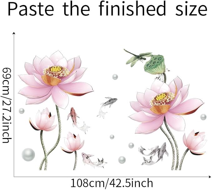 3D Wall Stickers DIY Flower Wall Decal Removable Waterproof Wall Art Decor for Bedroom Living Room Offices Home Decoration (Pink Lotus)