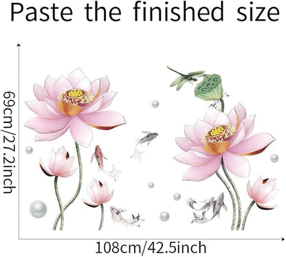 3D Wall Stickers DIY Flower Wall Decal Removable Waterproof Wall Art Decor for Bedroom Living Room Offices Home Decoration (Pink Lotus)