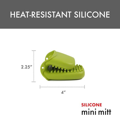 Dexas Mini Silicone Oven Mitt with Raised Nibs, Heat Resistant to 450°F, Green, Dishwasher Safe 3.5 Inches
