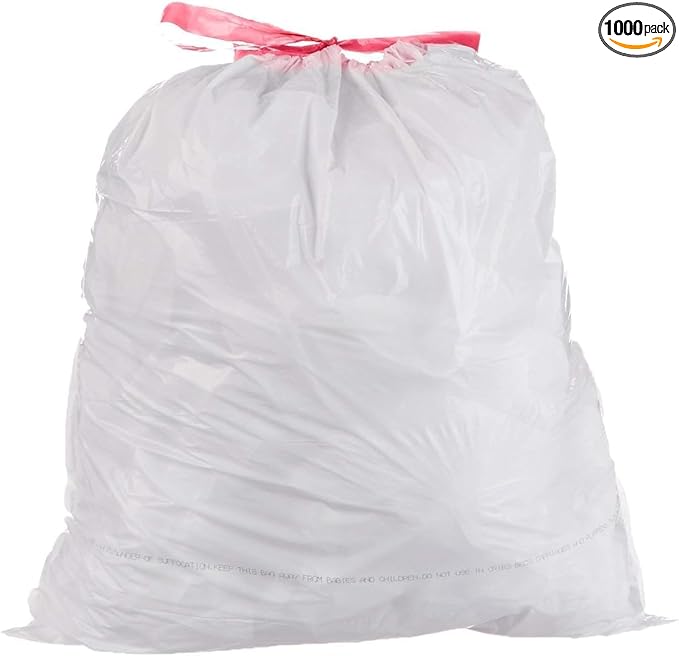 LIMELINEN Tall Kitchen Trash Bags with Drawstring, 1000 Count, 13-gallon Trash Bag of 0.9 mil Thickness, Leak and Odor-Resistant, Heavy-Duty Plastic Garbage Bags for Home and Commercial Use