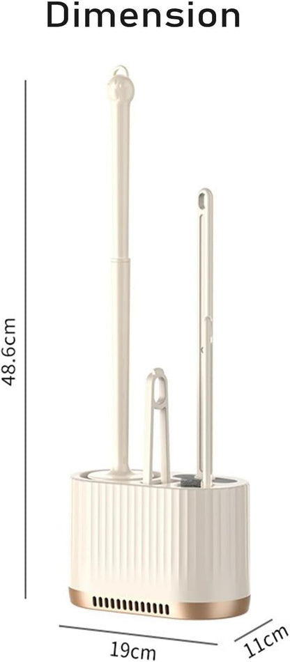 Basaza Toilet Brush and Holder Set Toilet Bowl Cleaning Brush and Holder for Bathroom Toilet Bowl Cleaner Brushes & Holders 4 in 1 Beige Bathroom Accessories Wall Mounted or Floor Standing