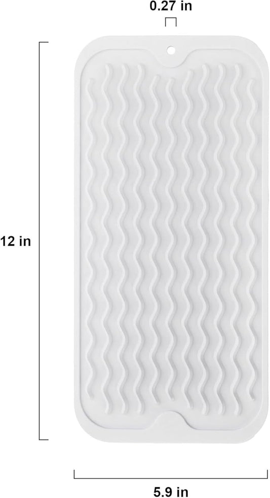 Silicone Dish Drying Mat for Multiple Usage, Easy clean, Eco-friendly, Heat-resistant Dish Drainer Mat for Kitchen Counter,Sink,Refrigerator or Drawer liner (12" x 6", Translucent)