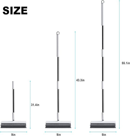 Floor Scrub Brush with Long Handle, Heavy-Duty Stiff Bristles, V-Shape Floor Scrubber Brush for Tile, Concrete & Grout Lines, Stand-Up Cleaning for Garage, Bathroom, Deck & Patio