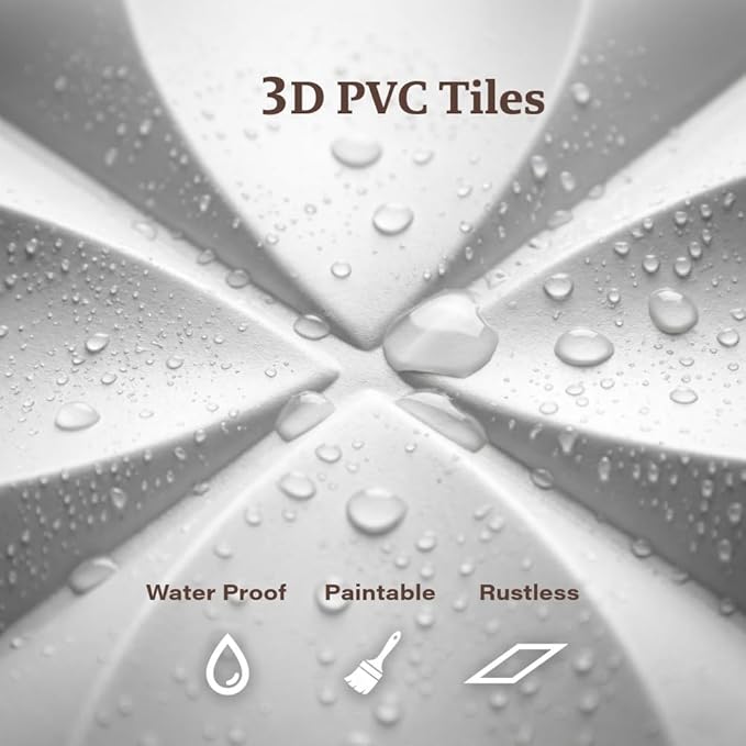 3D PVC Wall Panels - Peel and Stick, Waterproof & Lightweight, Self-Adhesive Wall Decor for Living Room & Bedroom - 9.8x9.8 Inches (33-Pack)