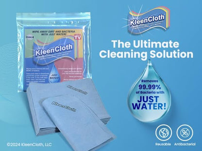 Reusable Antibacterial Cleaning Cloths – Removes 99.99% of Bacteria with Just Water | Silver-Embedded, Chemical, Odor, Streak & Scratch-Free for All Surfaces | 2 Pack