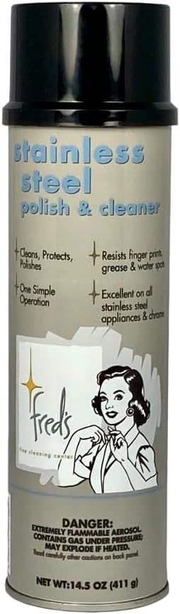 Fred's Stainless Steel Polish & Cleaner- Streak-Free Shine, Fingerprint Resistant, Protects Appliances, Sinks, Grills & Chrome - No Buffing Needed