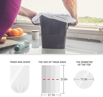 Teivio 6 Gallon 80 Counts Medium Garbage Bags Trash Bags, Bathroom Trash Can Bin Liners, Plastic Bags for home office kitchen,Garden Outdoors waste,Clear