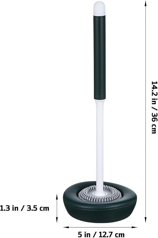 KICHOUSE Silicone Toilet Brush and Holder Set with Base Green Bathroom Toilet Cleaning Brush Cleaning Accessories for Bathroom Maintenance