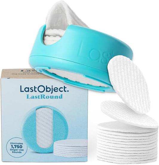 LastRound Reusable Makeup Remover Pads - 7 Washable Eco-Friendly Reusable Cotton Rounds for Face - Sustainable & Soft Cotton Face Pads for Facial Cleansing & Eye Makeup Removal - Travel Storage Case